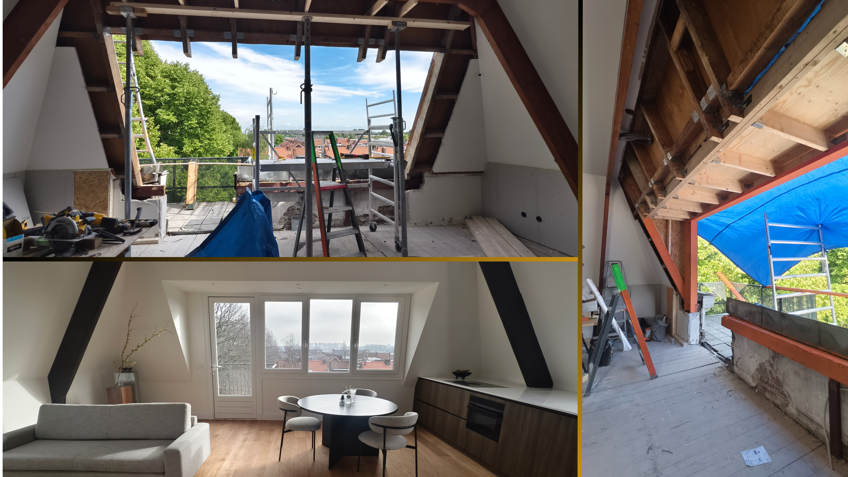 Attic renovation before and after