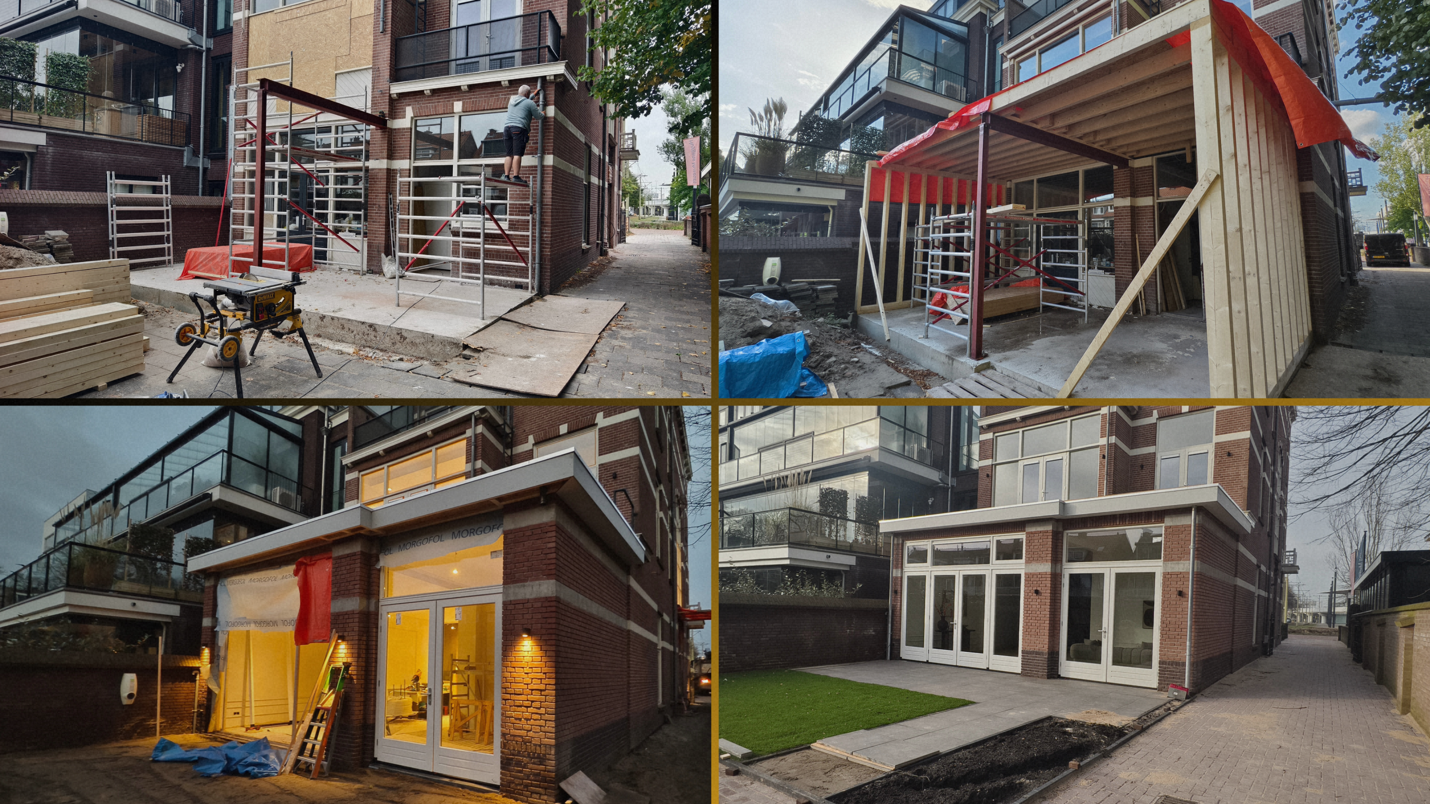 Extension construction project from frame to finished result