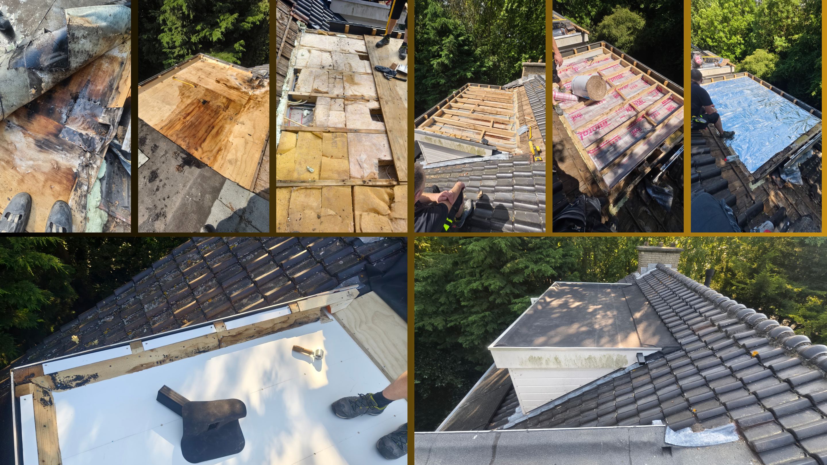 Roof repair before and after